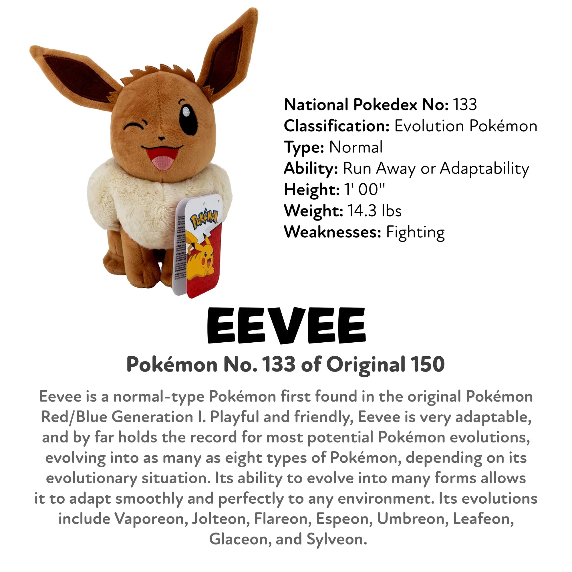 Pokémon Eevee - 8" Specialty Plush - Age 2+ - Brown's Hobby & Game