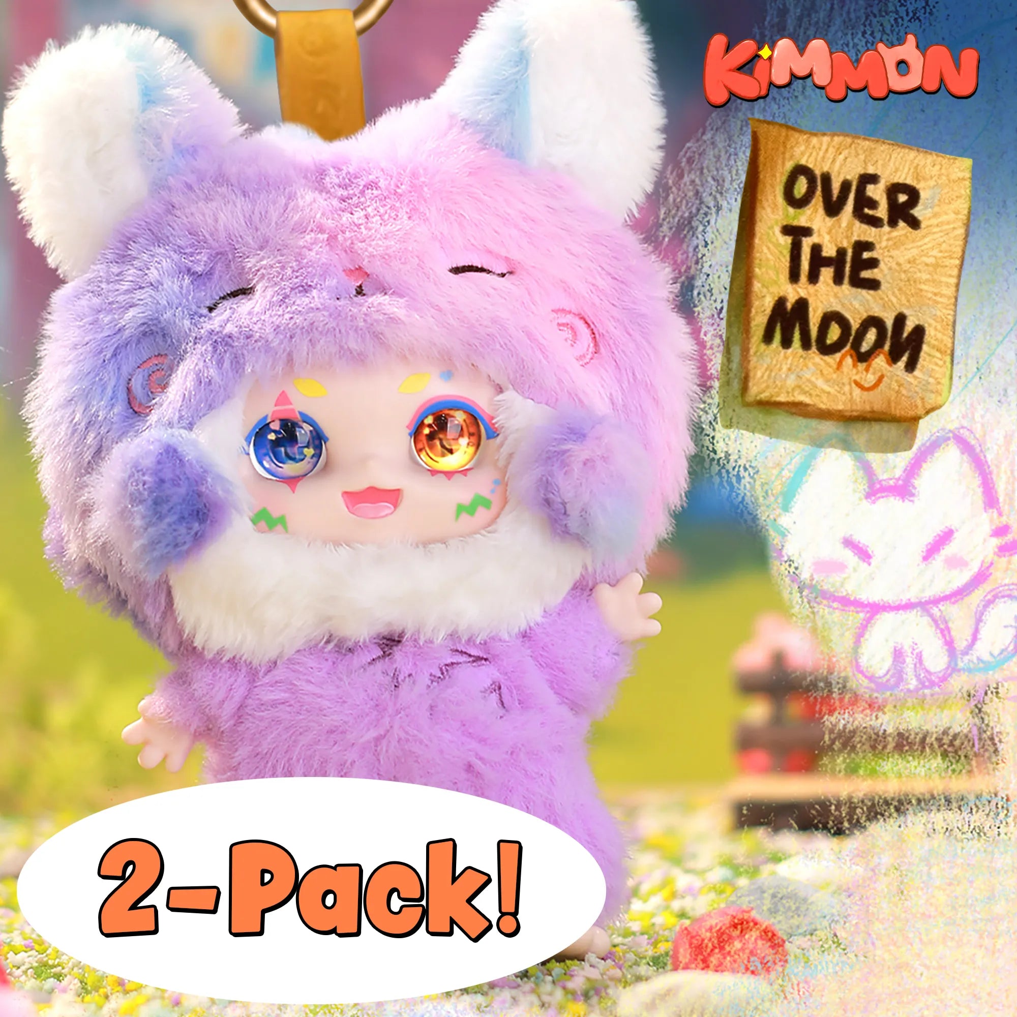 Kimmon Over The Moon premium plush doll in an outdoor garden park. 2 pack extra value bundle.