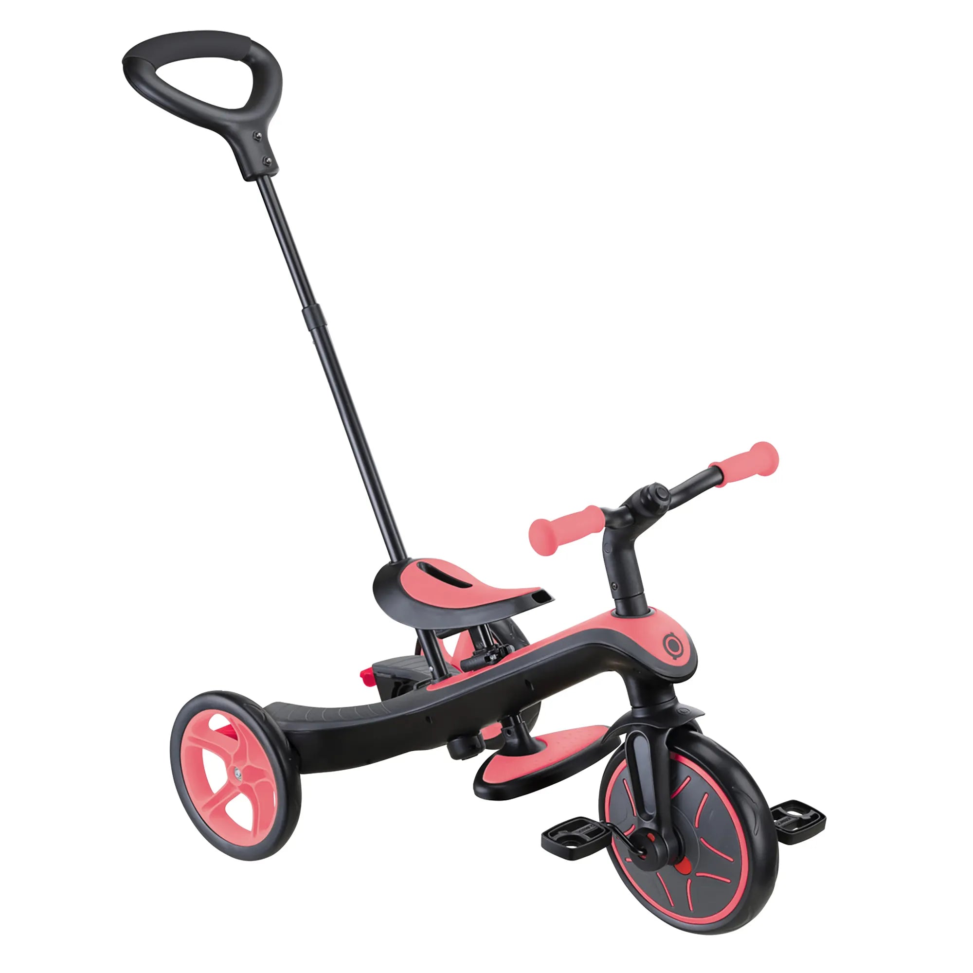 Globber Explorer Trike 4 in 1 Guided Trike Mode New Model Coral Pink Colour Front Right View