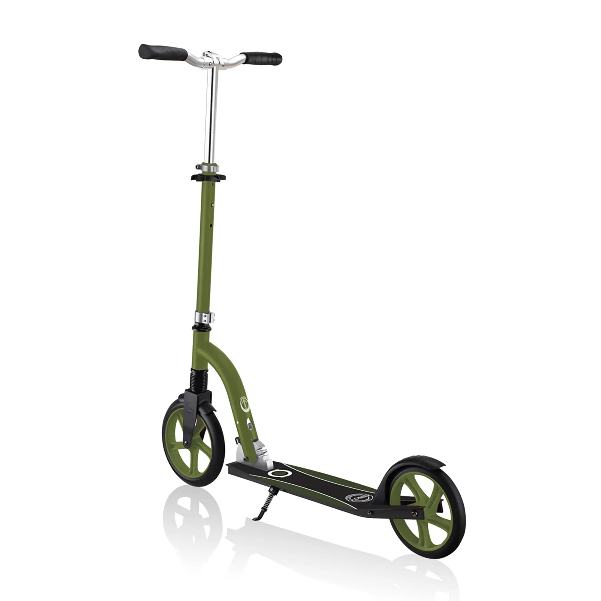 Globber NL 230-205 Duo - Premium Big Wheel Scooter - Adjustable & Foldable - Khaki Green - Ages 14-Adult