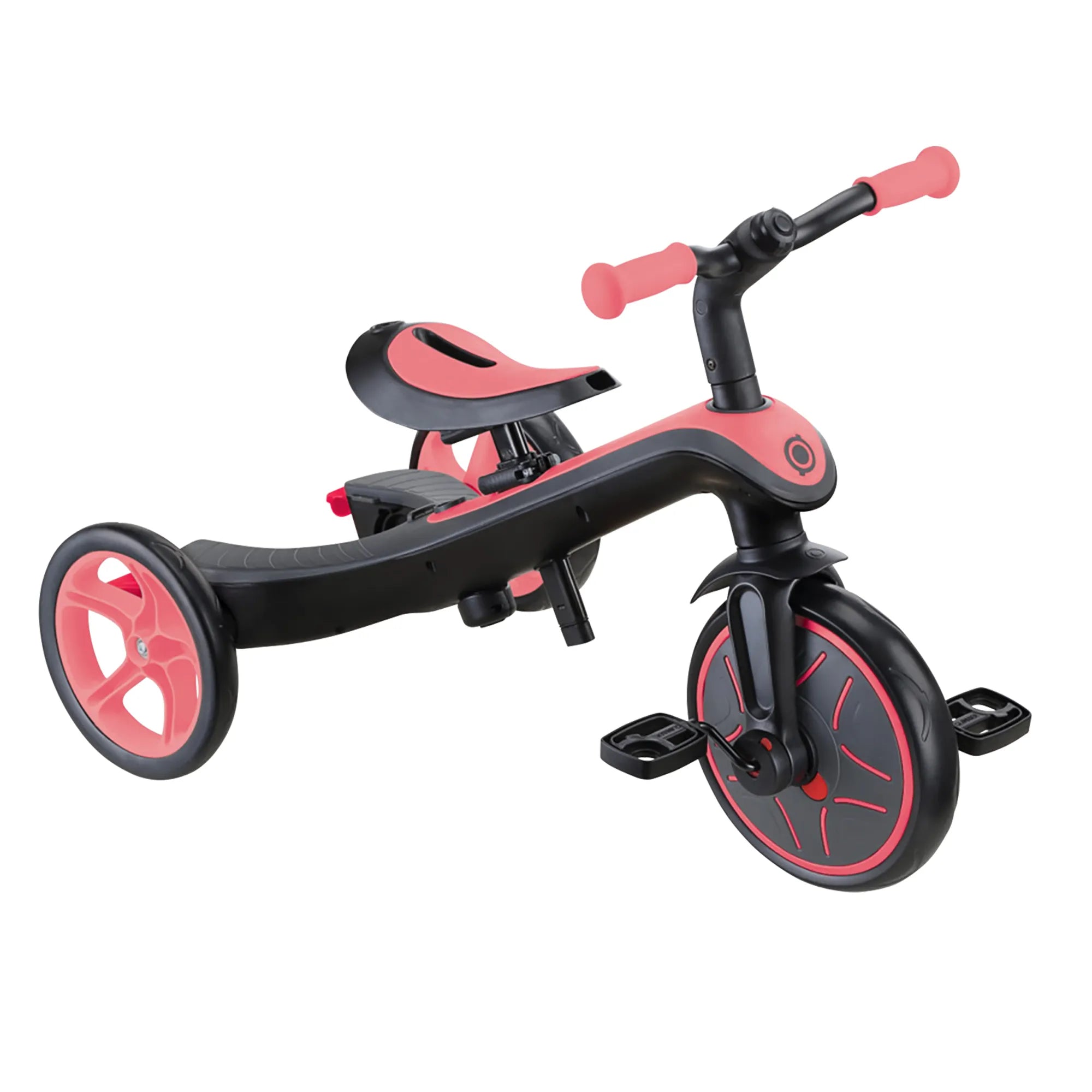 Globber Explorer Trike 4 in 1 Learning Trike Mode Training Trike New Model Coral Pink Colour Front Right View