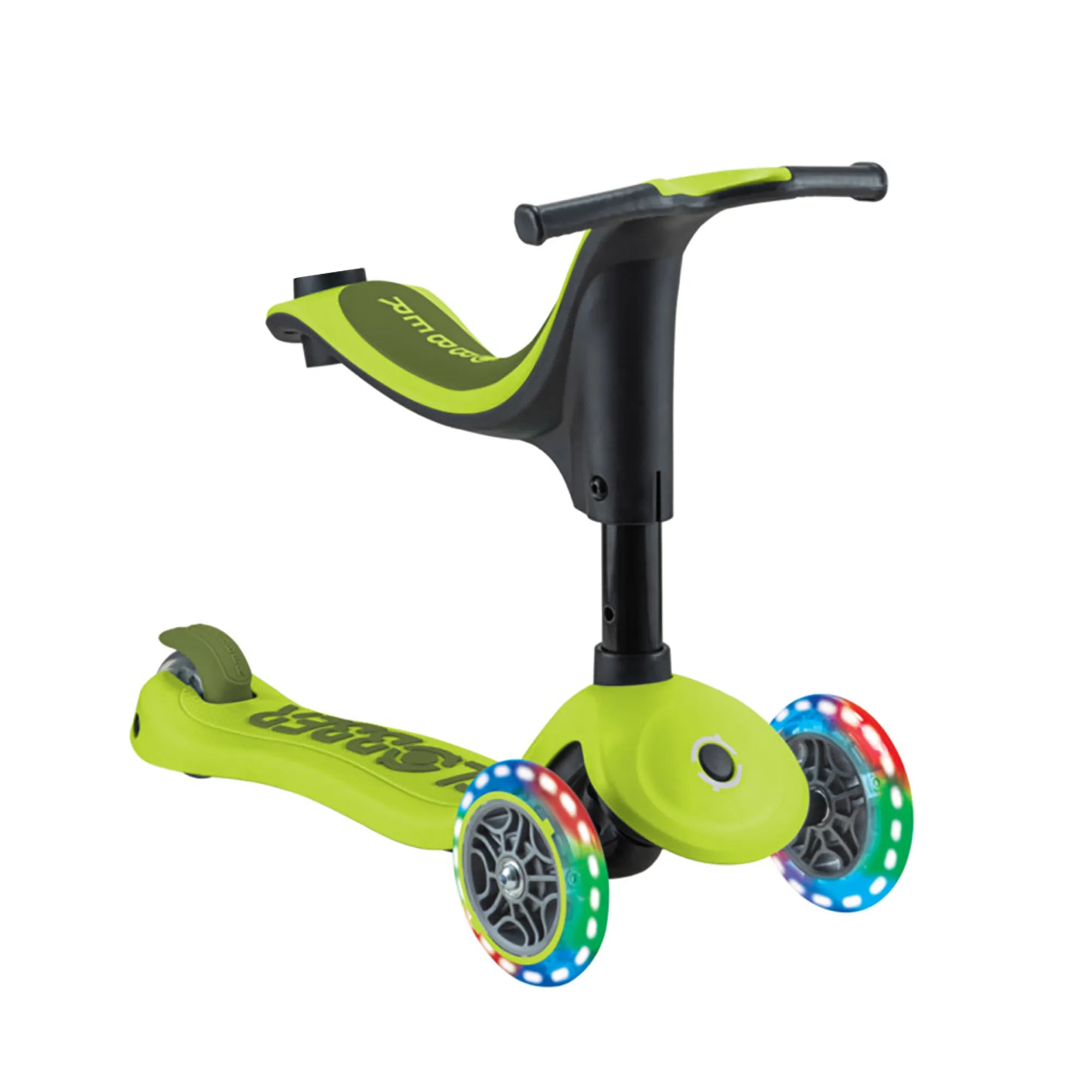 Globber GO•UP Sporty Lights - Lime Green & Khaki Green - Award-Winning Fun - Ages 15m-7+ yrs - Brown's Hobby & Game