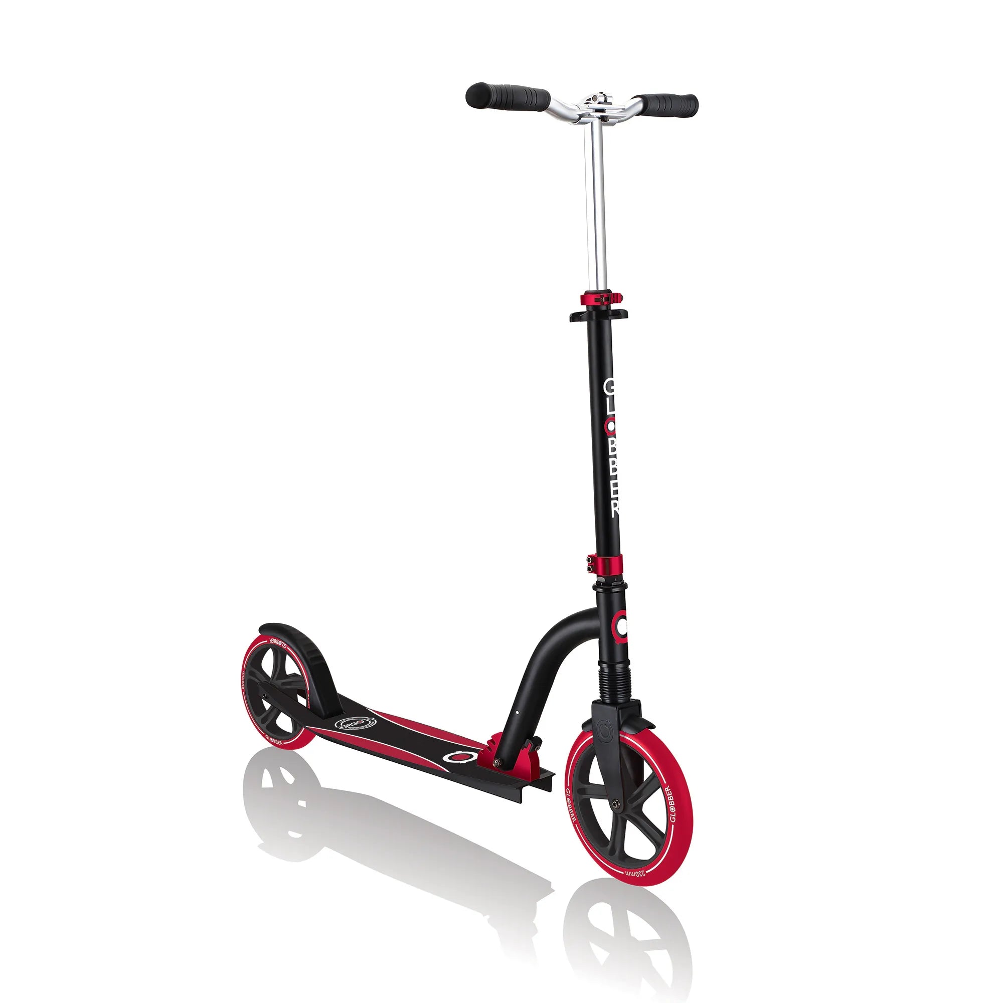 Globber NL 230-205 Duo - Premium Big Wheel Scooter - Adjustable & Foldable - Black & Red - Ages 14-Adult