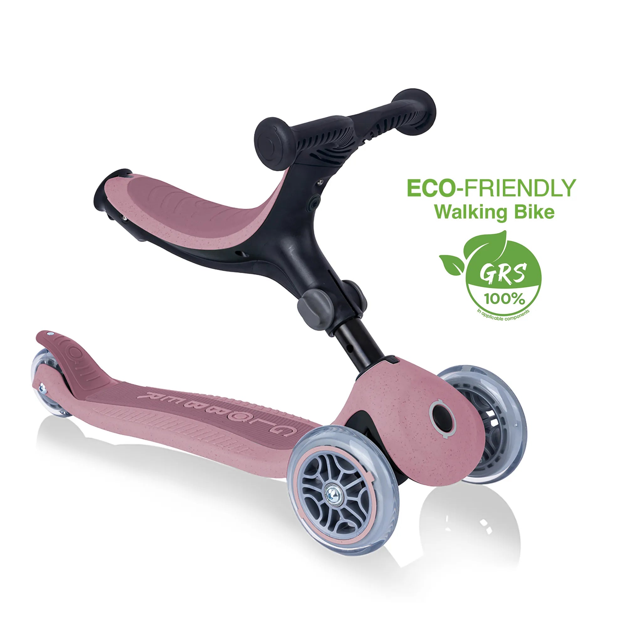 Globber GO•UP Foldable PLUS Ecologic 3-in-1 - Berry - Planet-Friendly Fun - Ages 15m-7+ yrs