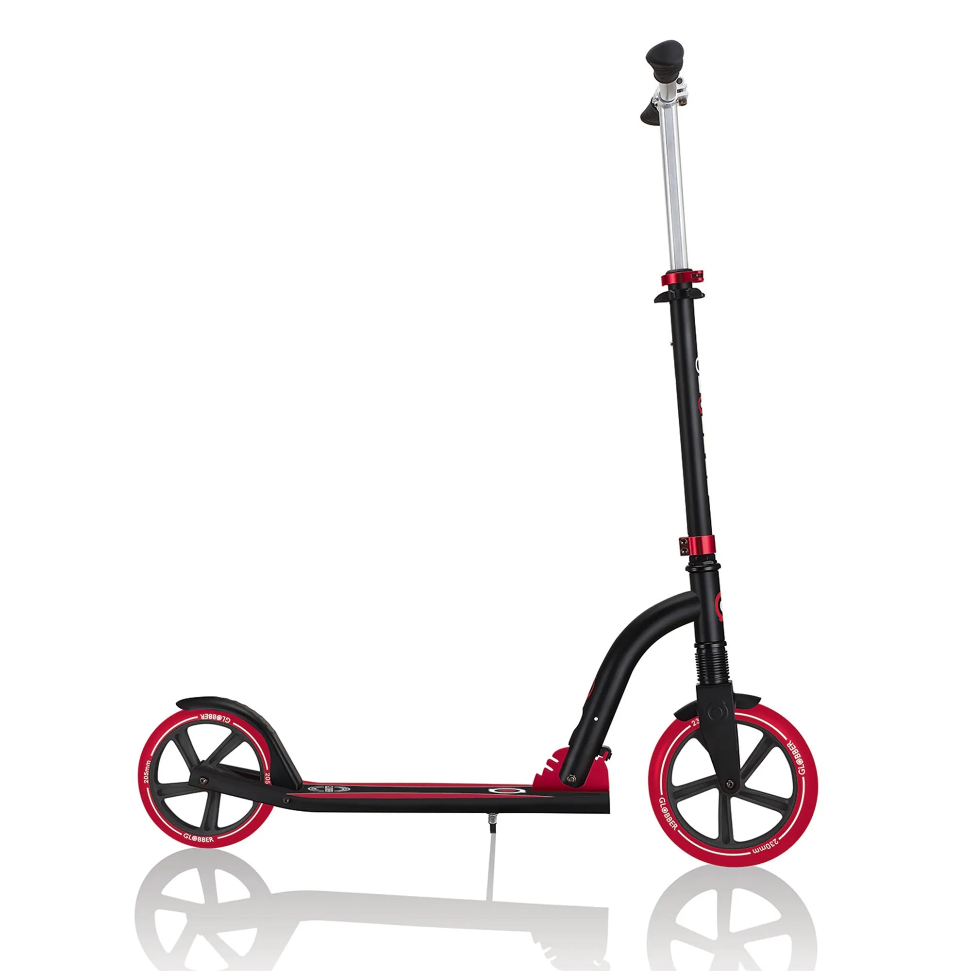 Globber NL 230-205 Duo - Premium Big Wheel Scooter - Adjustable & Foldable - Black & Red - Ages 14-Adult