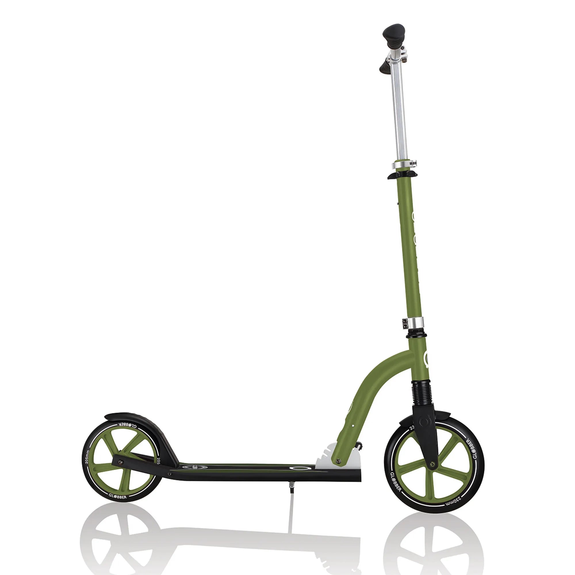 Globber NL 230-205 Duo - Premium Big Wheel Scooter - Adjustable & Foldable - Khaki Green - Ages 14-Adult