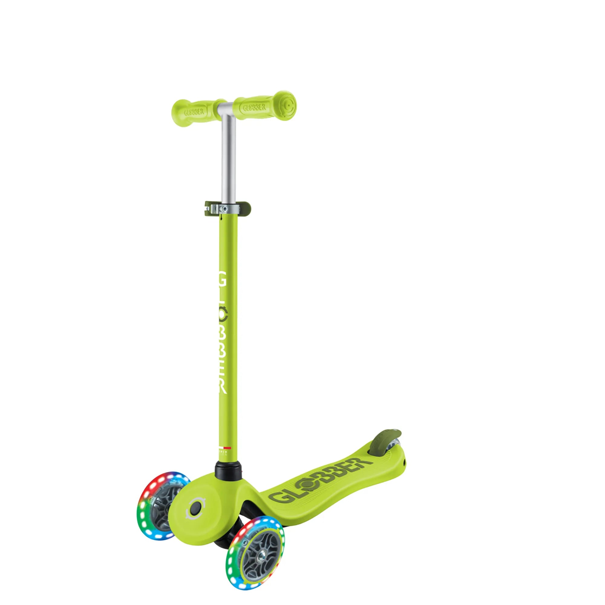 Globber GO•UP Sporty Lights - Lime Green & Khaki Green - Award-Winning Fun - Ages 15m-7+ yrs - Brown's Hobby & Game