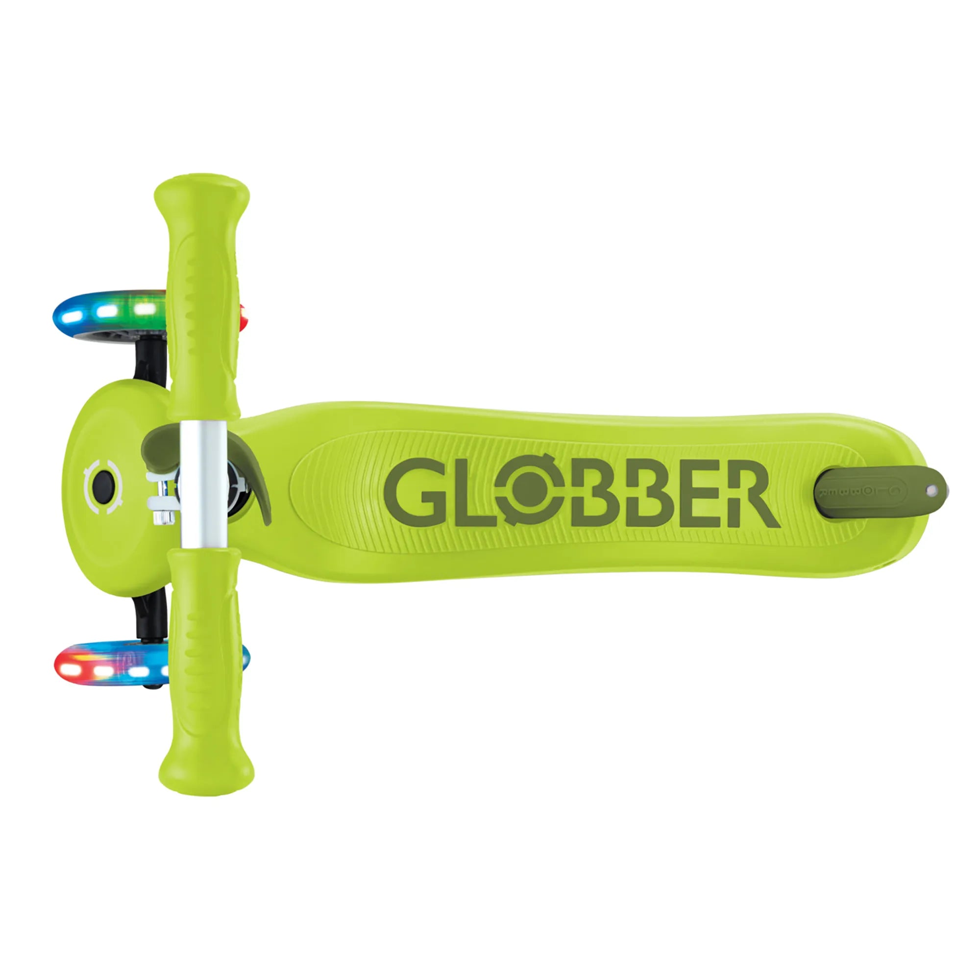 Globber GO•UP Sporty Lights - Lime Green & Khaki Green - Award-Winning Fun - Ages 15m-7+ yrs - Brown's Hobby & Game