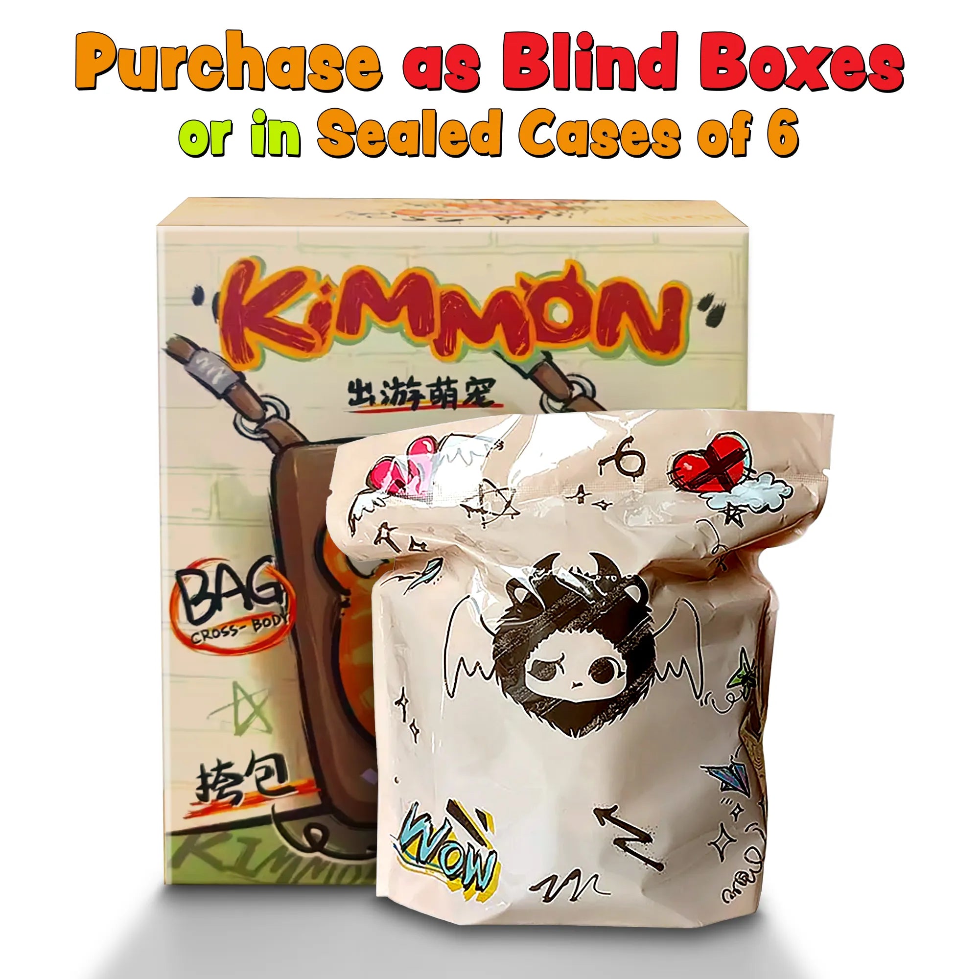 Kimmon Travel Cute Pet Cross-Body Bag 6-PACK Sealed Case - Limited Edition Blind Box Plush Collectibles - Kawaii Culture Cuteness