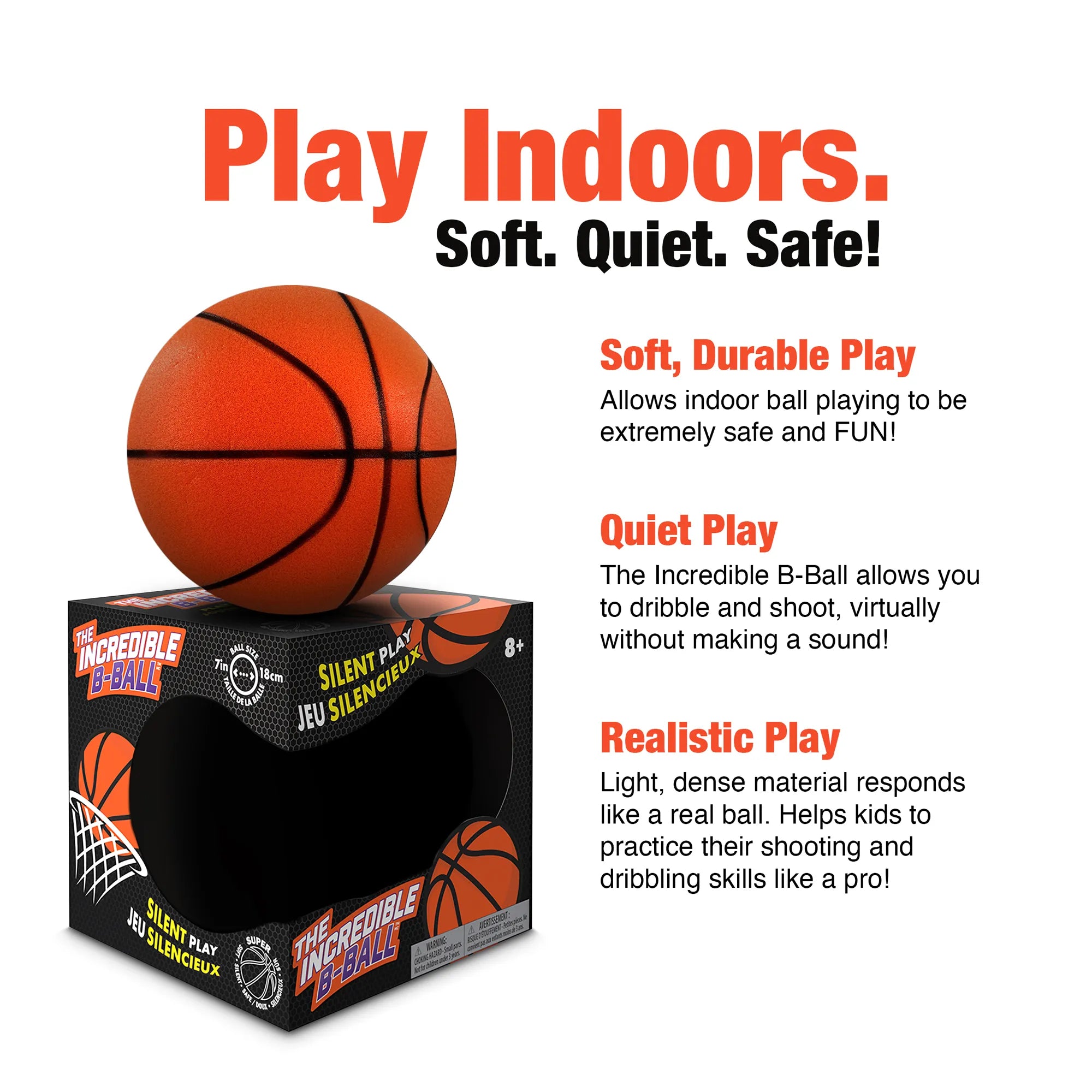 The Incredible B-Ball – Indoor Fun for Everyone! - 7" Silent Ball - Ages 8-Adult - Brown's Hobby & Game