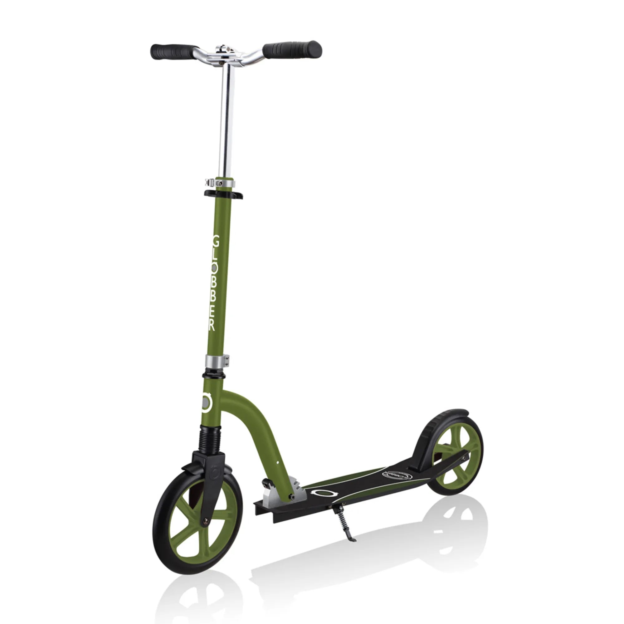 Globber NL 230-205 Duo - Premium Big Wheel Scooter - Adjustable & Foldable - Khaki Green - Ages 14-Adult