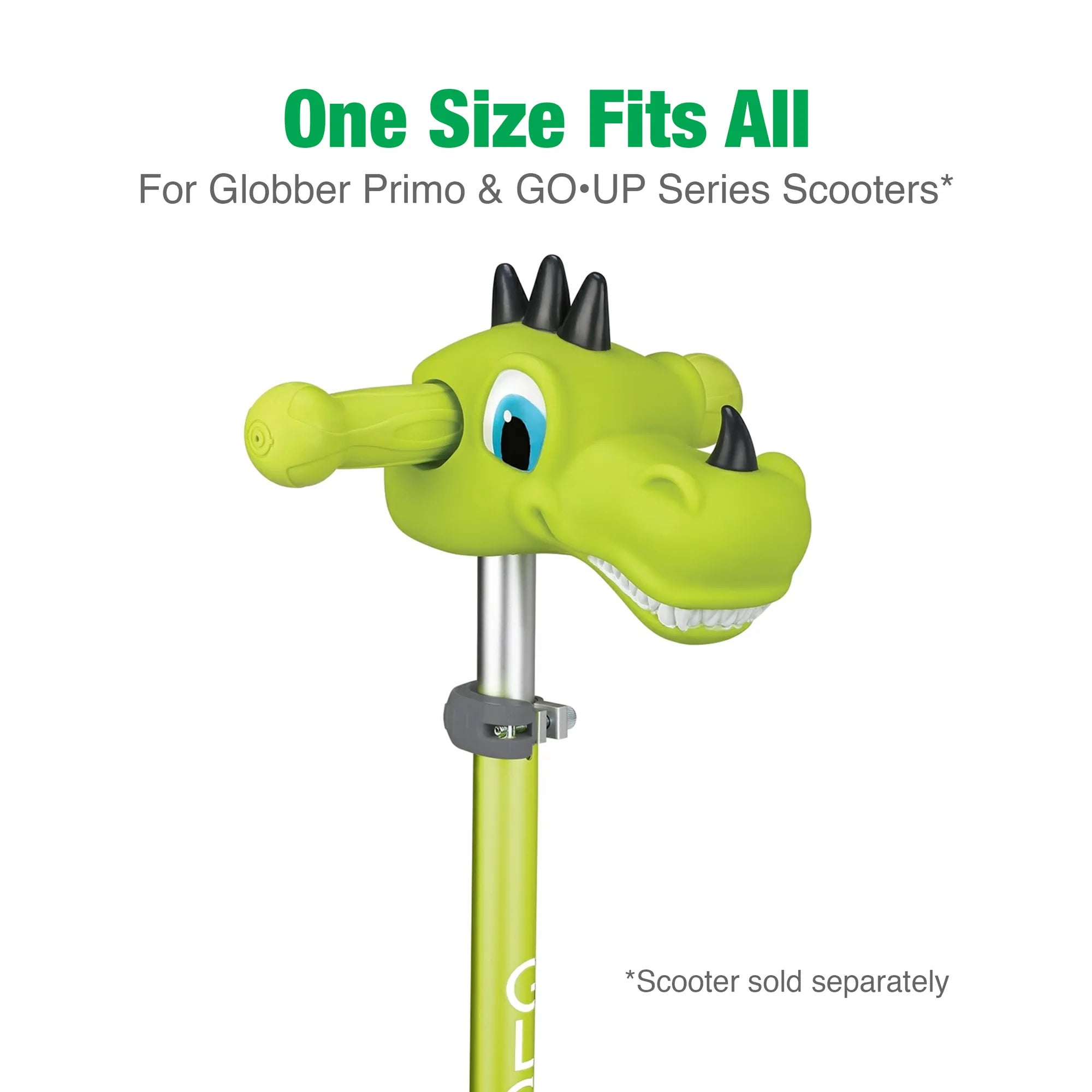 Globber Scooter Friends T-Bar Accessory - Green Dinosaur - For Primo & GO•UP Series Scooters