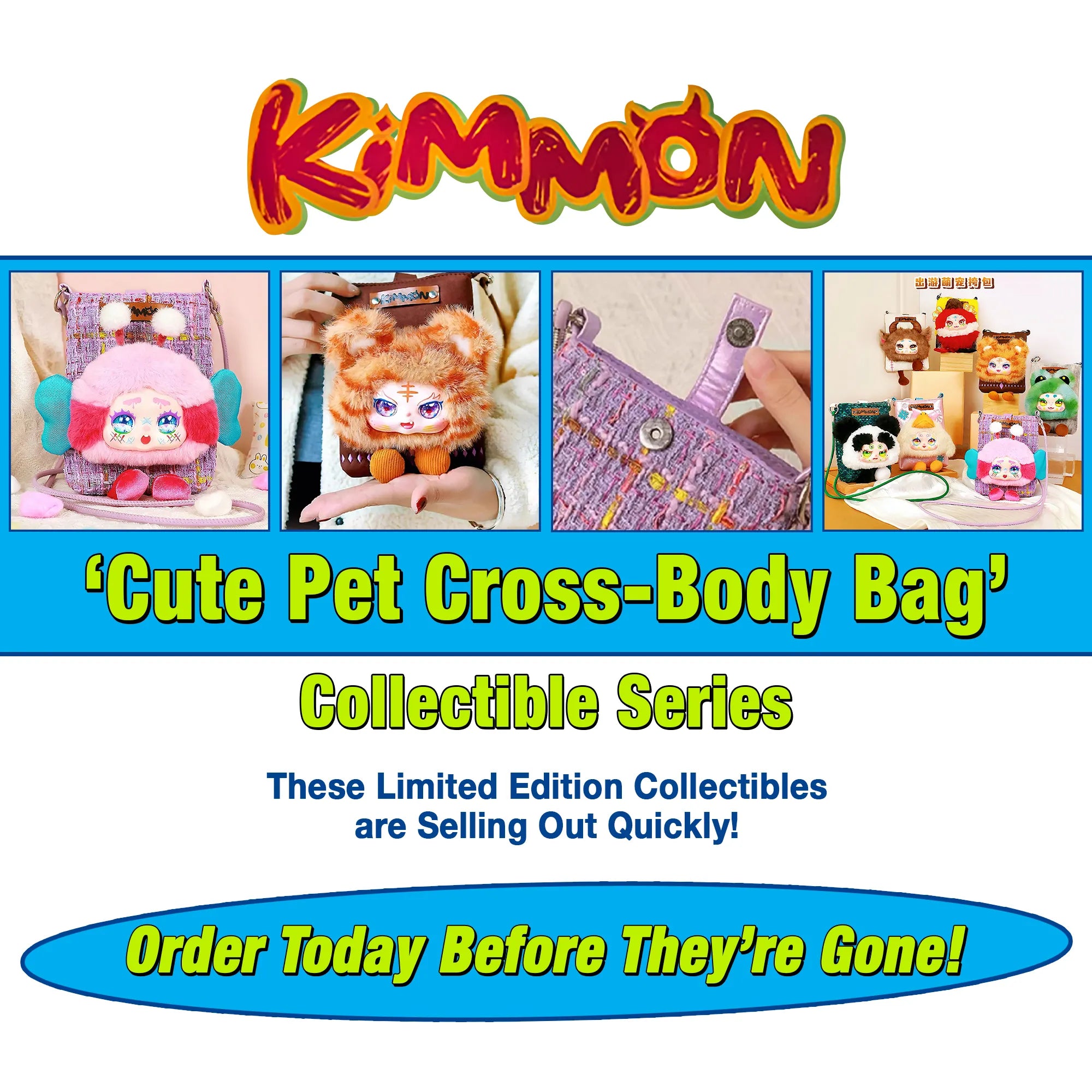 Kimmon Travel Cute Pet Cross-Body Bag 6-PACK Sealed Case - Limited Edition Blind Box Plush Collectibles - Kawaii Culture Cuteness