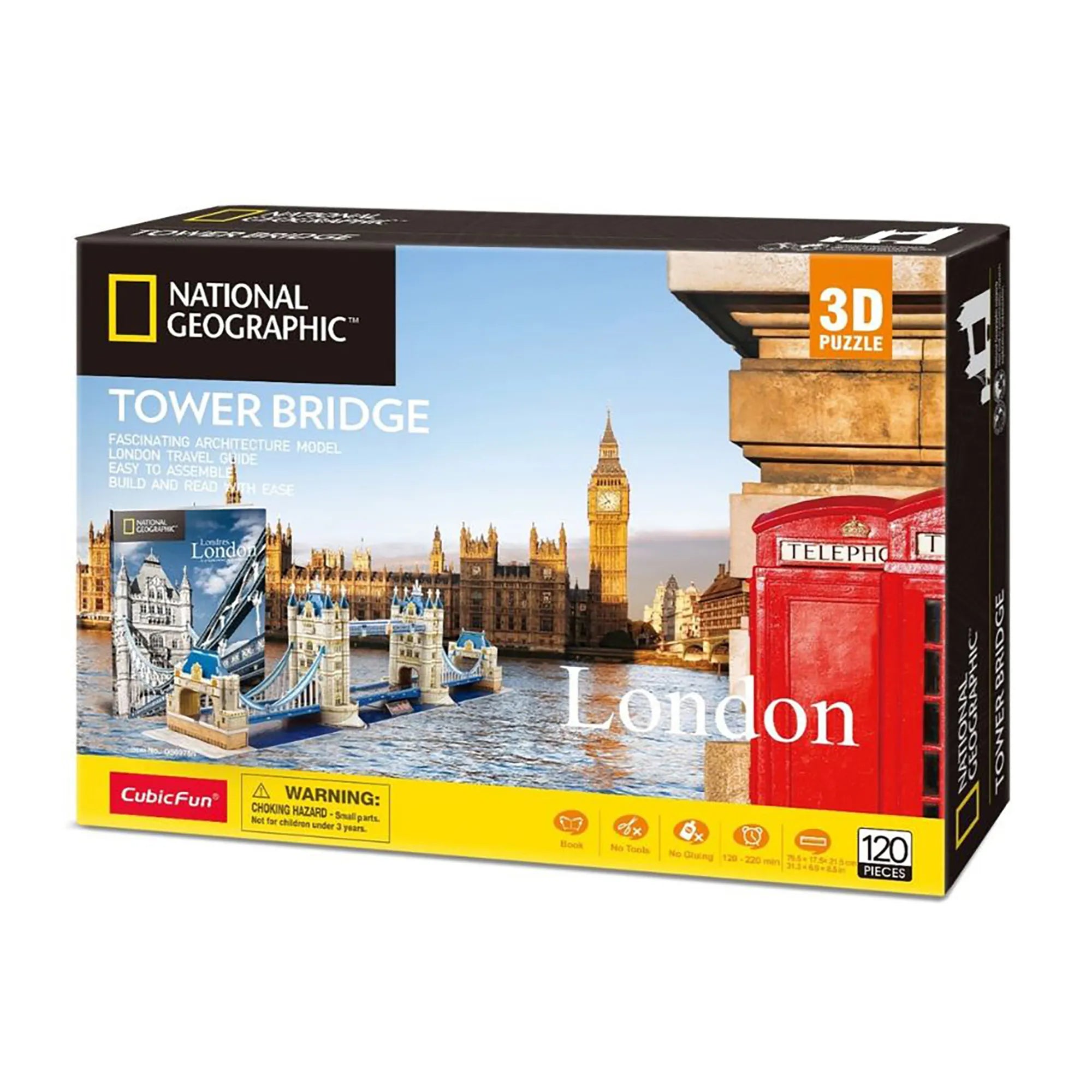 National Geographic London Tower Bridge 3D Puzzle - 120 Pcs - Ages 8-Adult - Brown's Hobby & Game