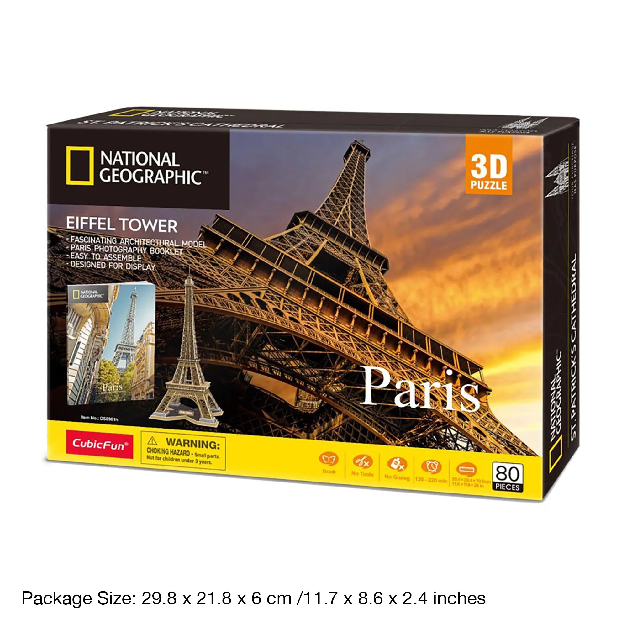 National Geographic Eiffel Tower 3D Puzzle - 80 Pcs - Ages 8-Adult - Brown's Hobby & Game