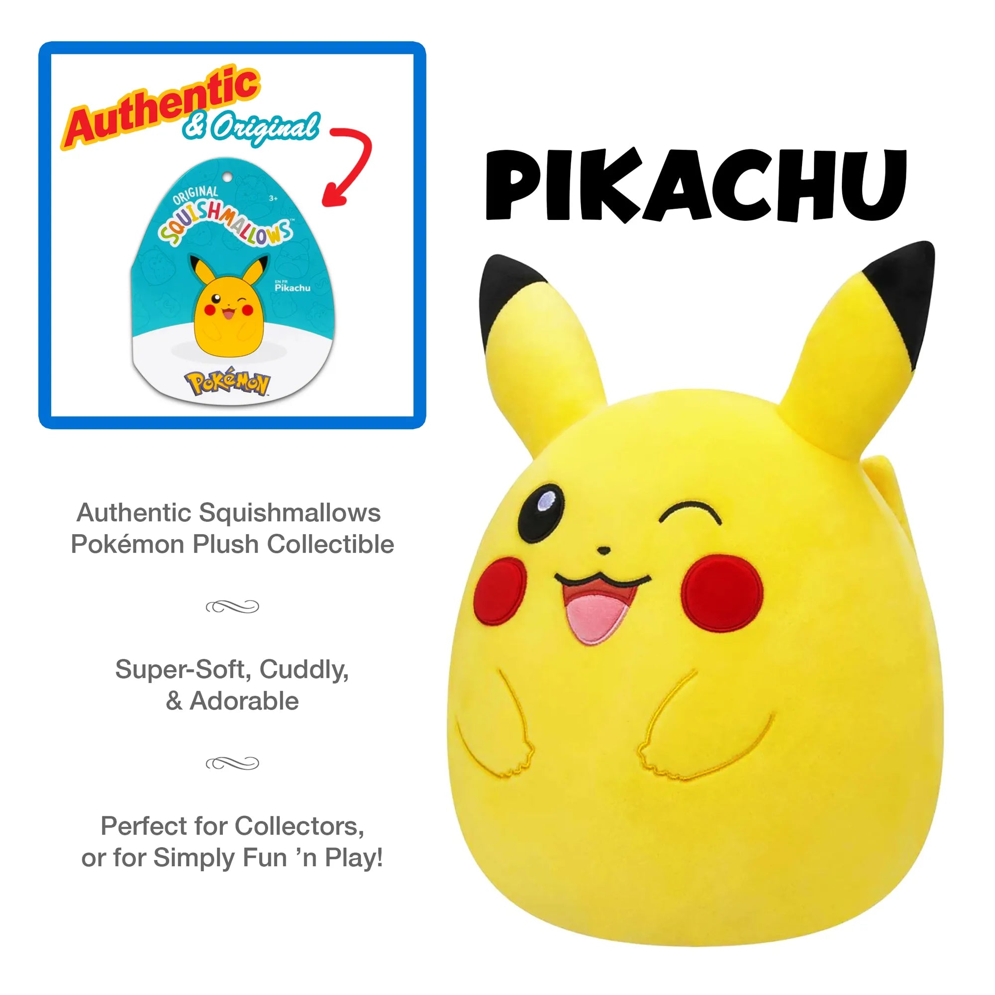 Squishmallows 10" Pikachu Pokémon - Age 3+ - Brown's Hobby & Game