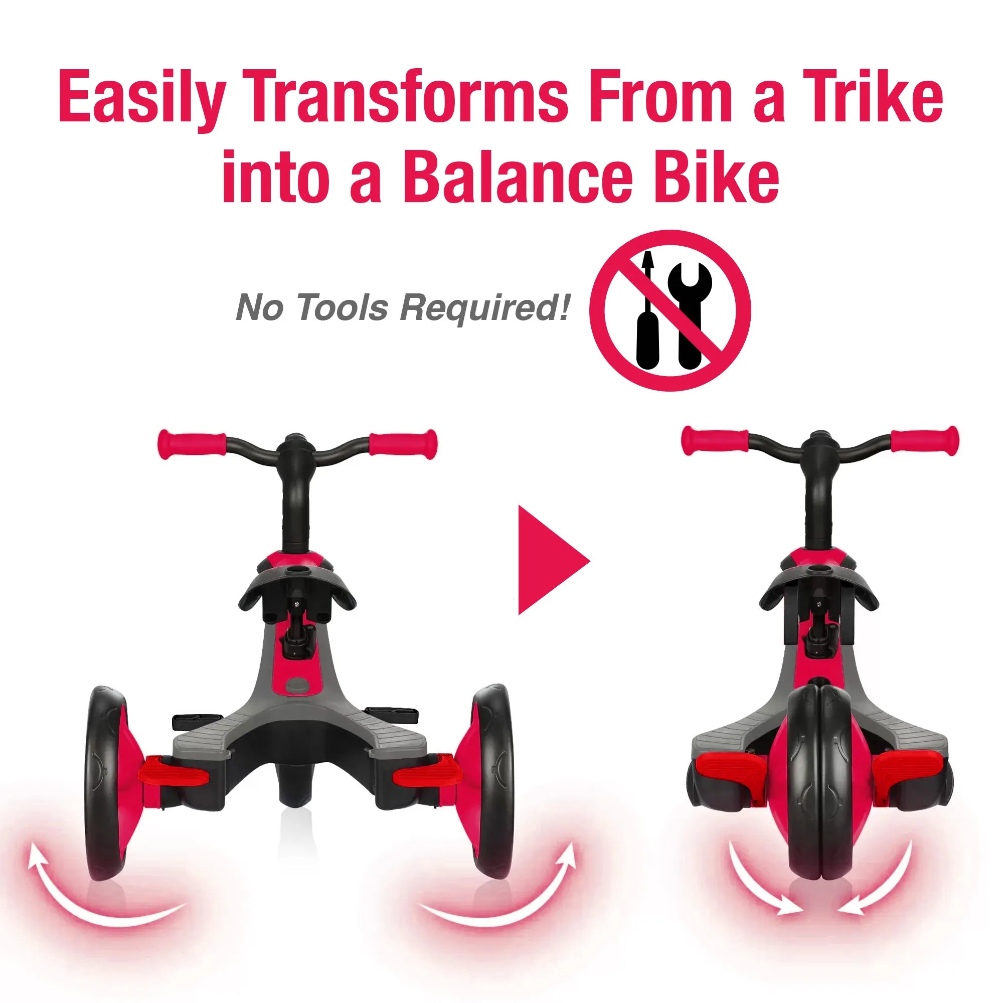 Explorer Trike 4 in 1 Easily Transforms From Learning Trike Into Balance Bike No Tools New Model New Red Colour Back View