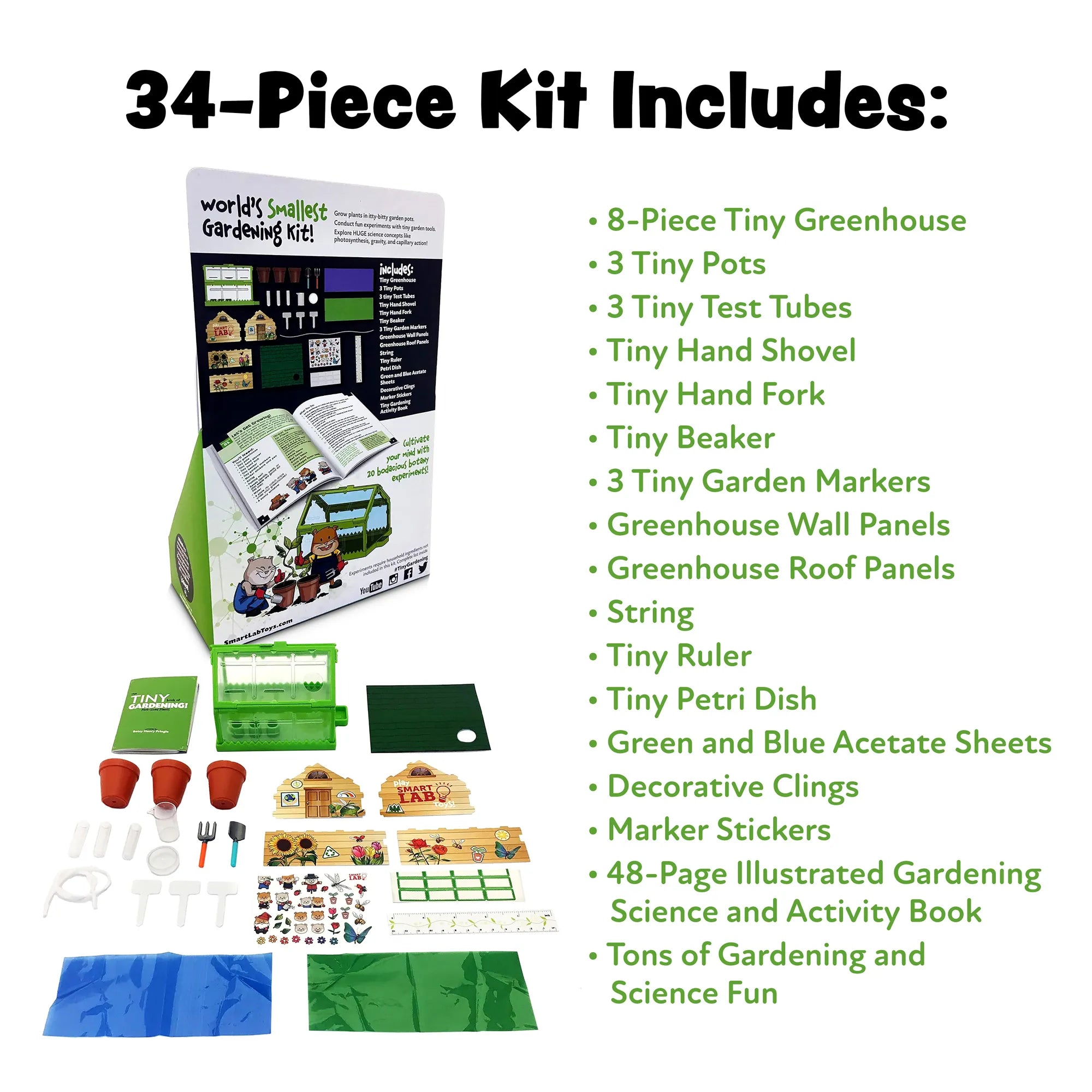 SmartLab Tiny Gardening! - 20 Growing Activities for Budding Botanists! - Age 8+ - Brown's Hobby & Game