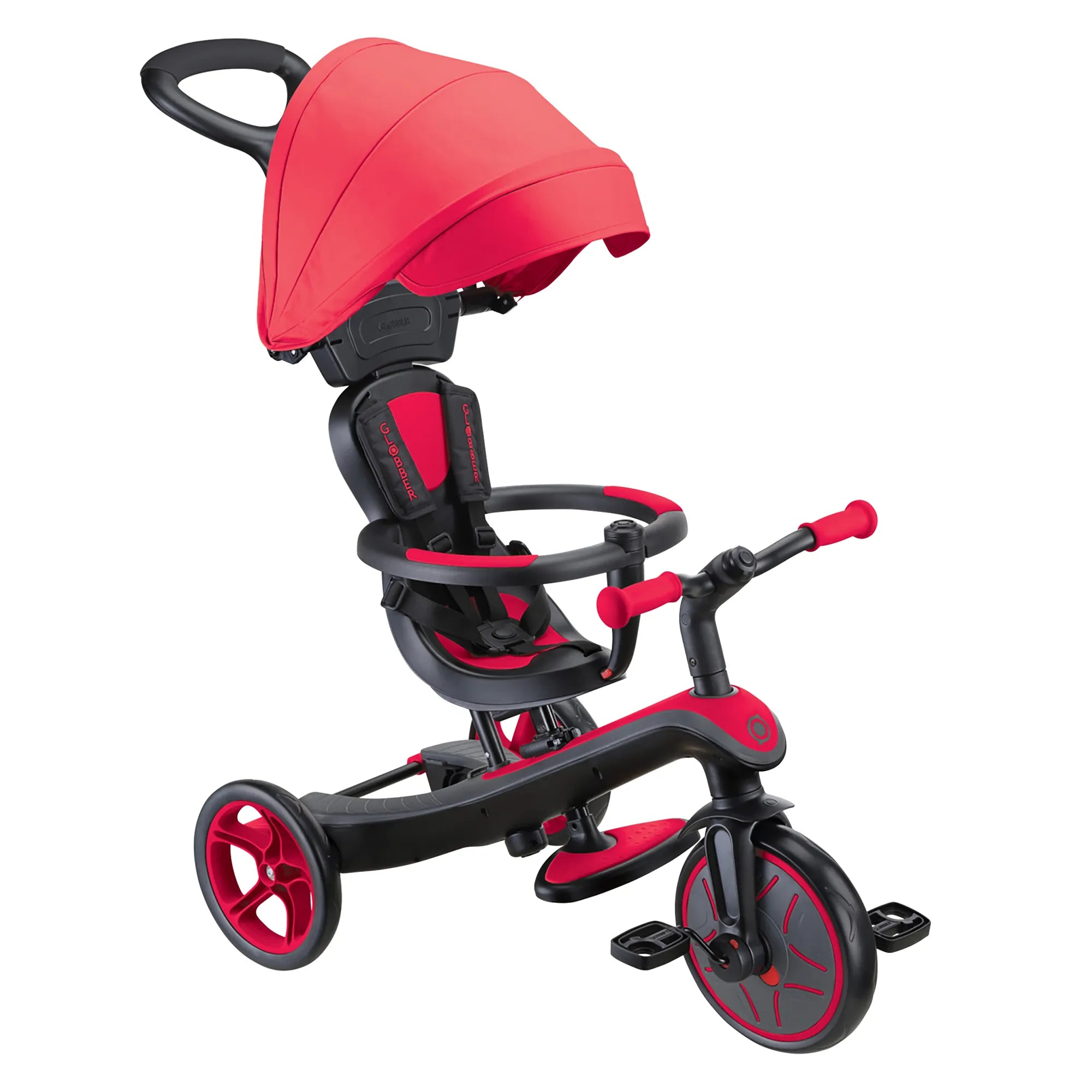 Globber Explorer Trike 4 in 1 Infant Trike Mode New Model New Red Colour Front Right View