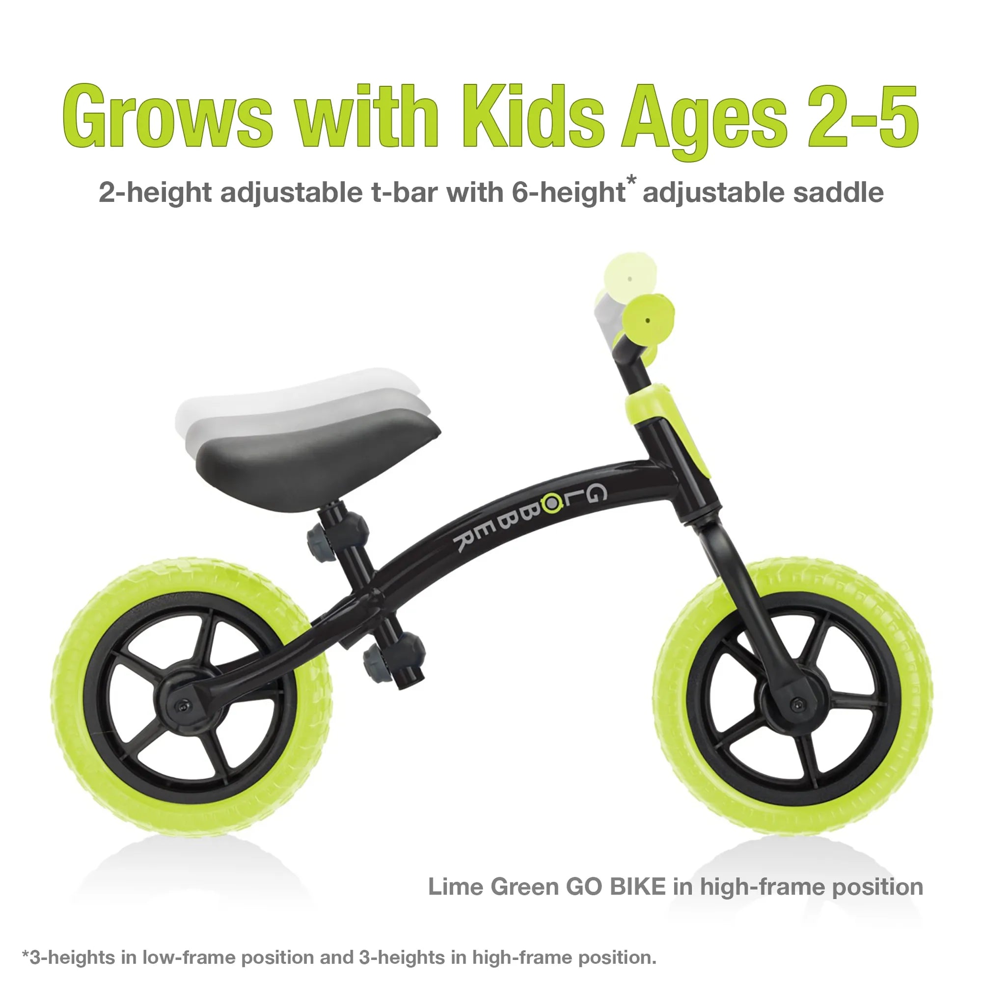 Globber Go Bike Balance Bike - Lime Green - 'New Model' - Ages 2-5 yrs - Brown's Hobby & Game