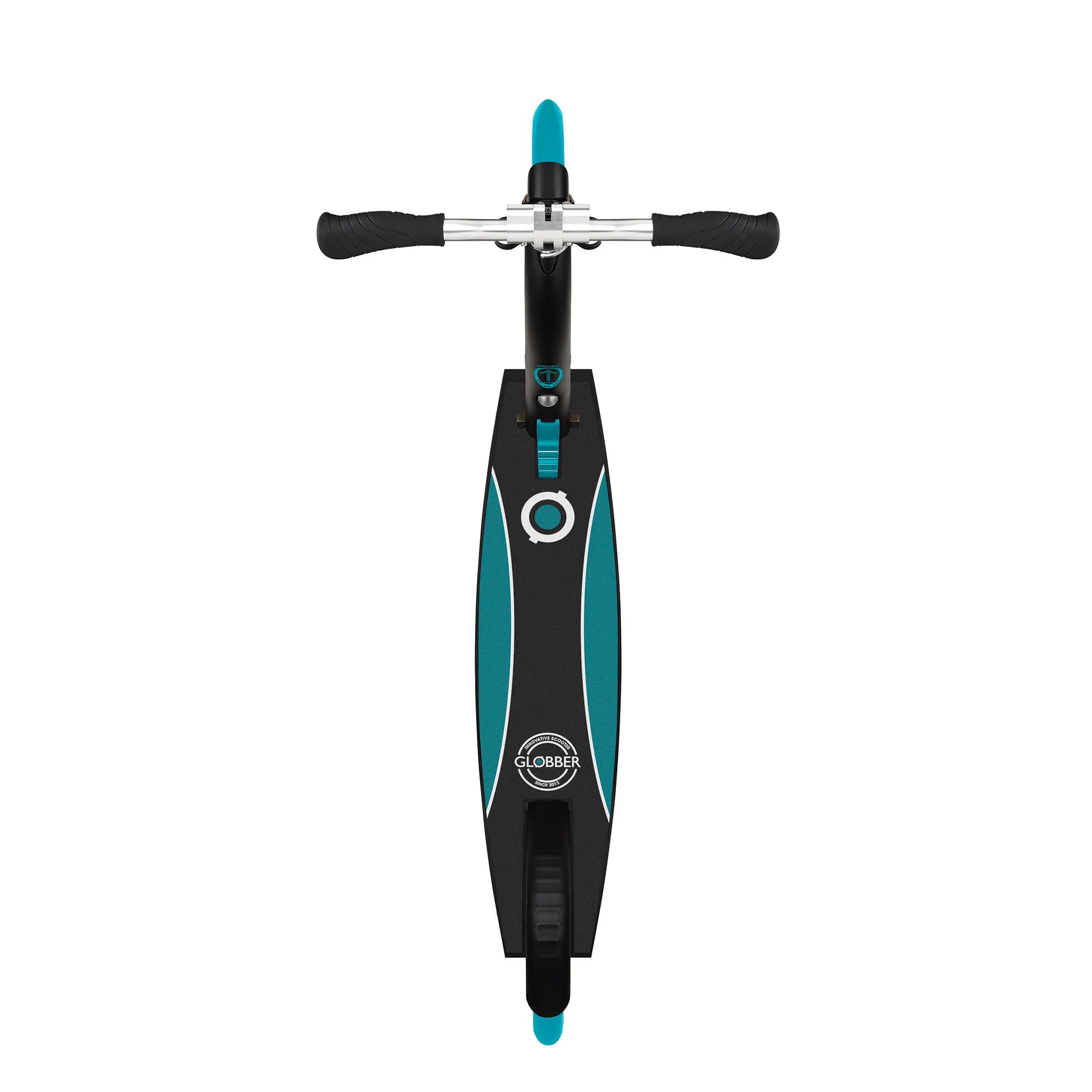 Globber NL 230-205 Duo - Premium Big Wheel Scooter - Adjustable & Foldable - Black & Teal - Ages 14-Adult