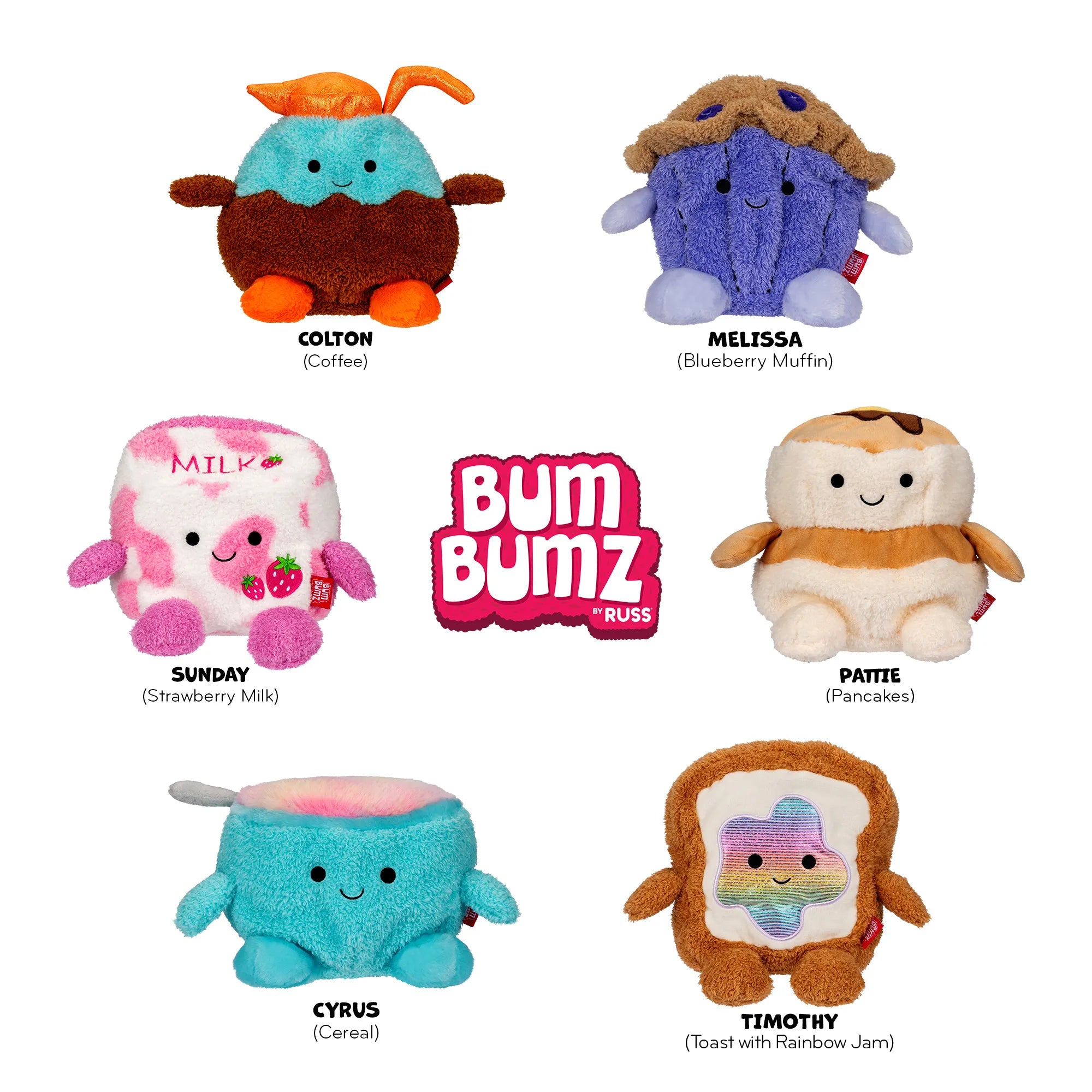 BumBumz Breakfast Series Full 6-pc Set - 7.5” Collectibles - Ages 3-Adult - Brown's Hobby & Game