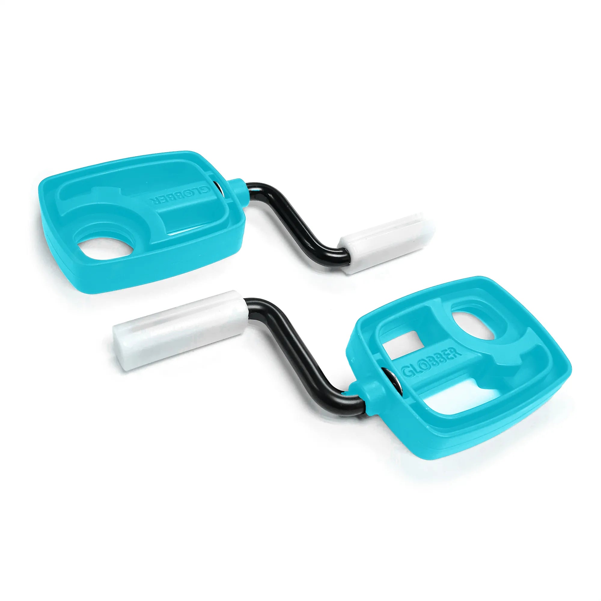Globber Explorer Trike teal replacement pedal and axle assembly front view of the right and left complete pedal assembly.