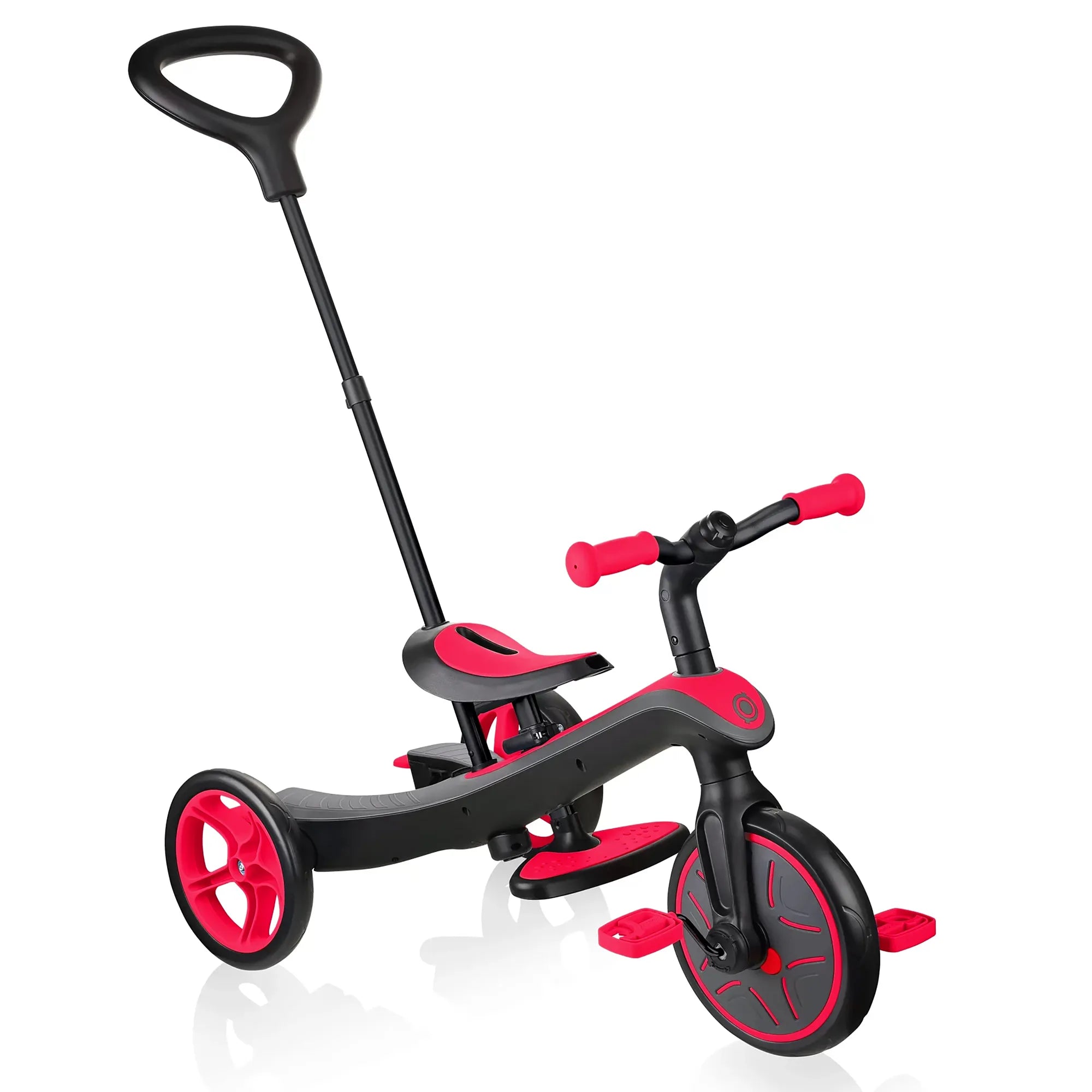Globber Explorer Trike 4 in 1, New Red, Guided Trike Mode, Front View, Browns Hobby & Game.