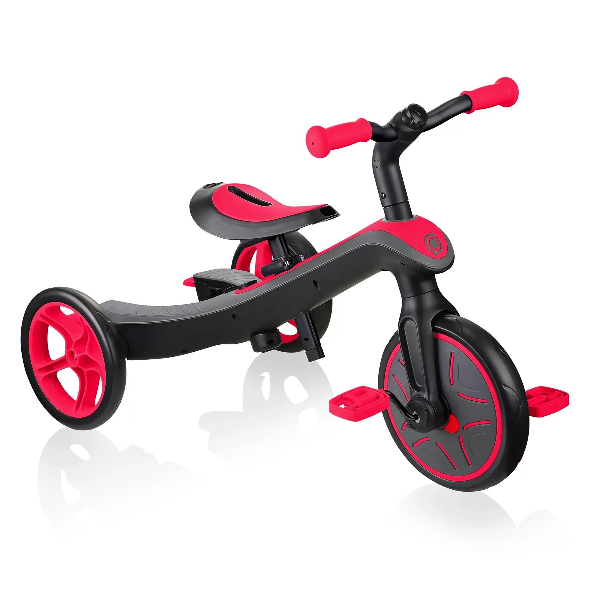 Globber Explorer Trike 4 in 1, New Red, Training Trike Mode, Front View, Browns Hobby & Game.