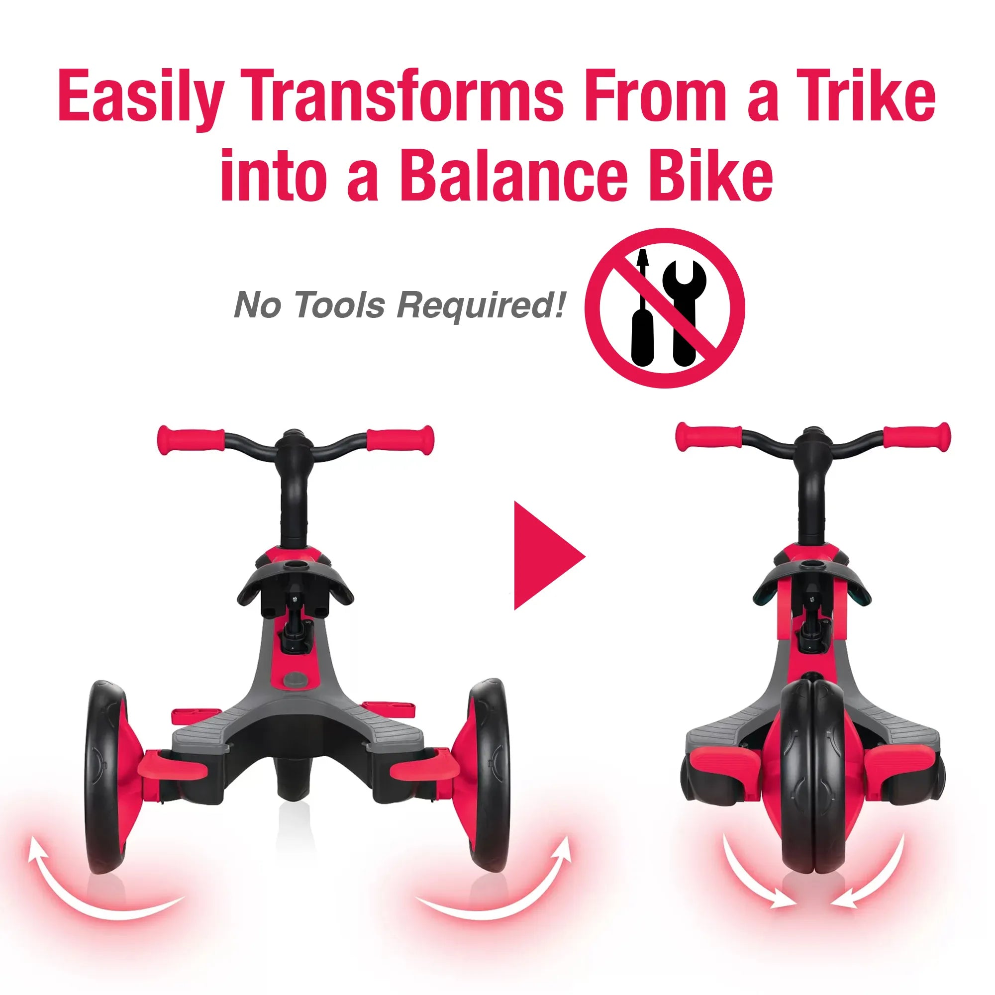 Explorer Trike 4 in 1 Easily Transforms From Learning Trike Into Balance Bike No Tools Needed New Red Colour Back View