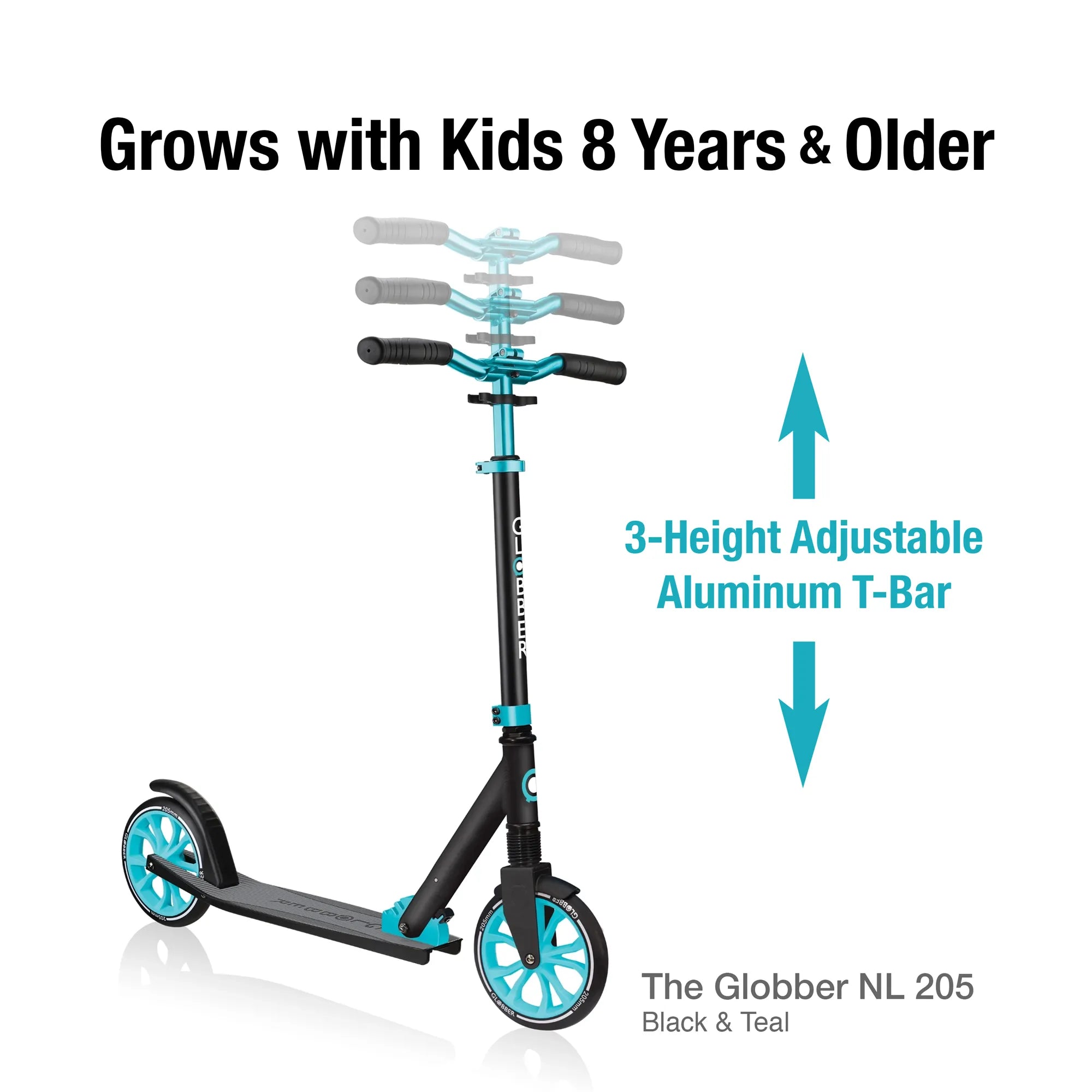 Globber NL 205 - Black & Teal - Award-Winning Scooter Ages 8-Adult - Brown's Hobby & Game