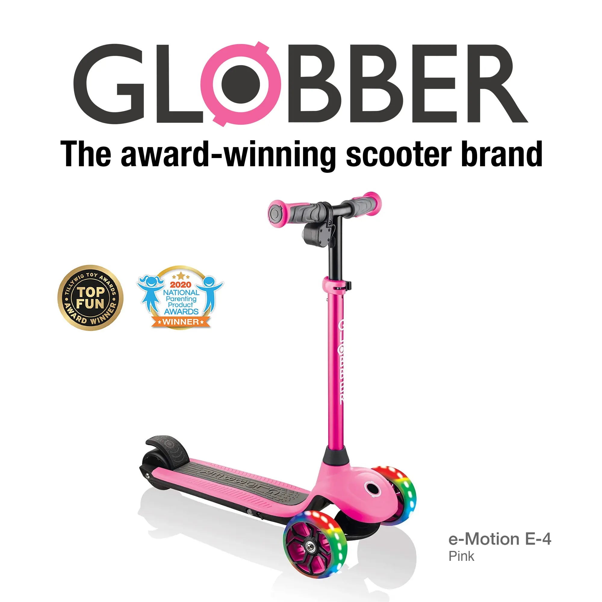 Globber One K E-Motion 4 - Pink - Award-Winning e-Scooter - Age 8+ - Brown's Hobby & Game